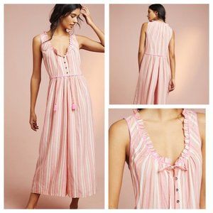 Anthropologie Pink Striped Jumpsuit